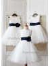 Ivory Sequin Tulle Curly Hem Knee Length Flower Girl Dress